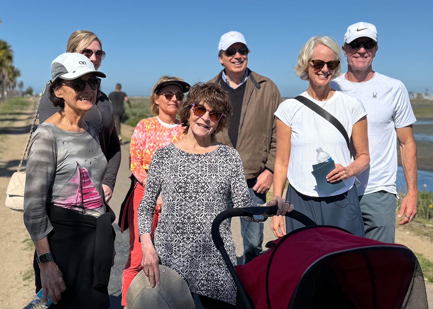 A group photo of Judy and her supporters at the start of her walk across America.
