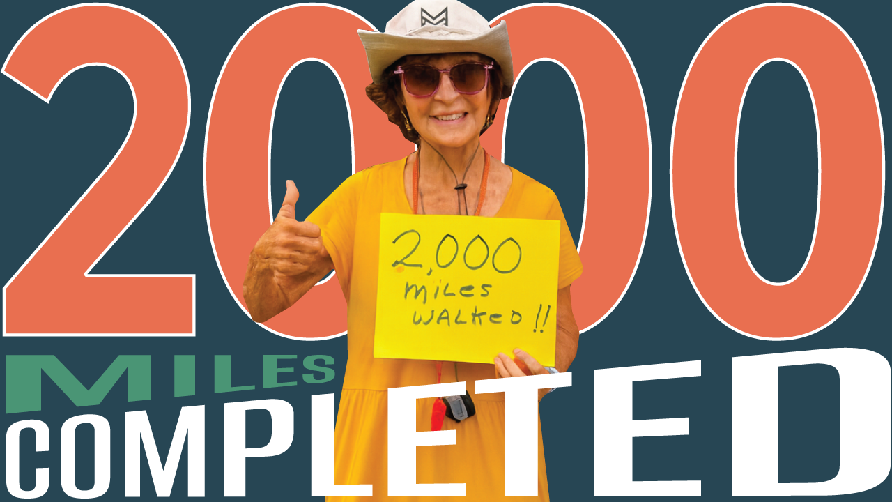 A group photo of Judy and her supporters at the start of her walk across America.