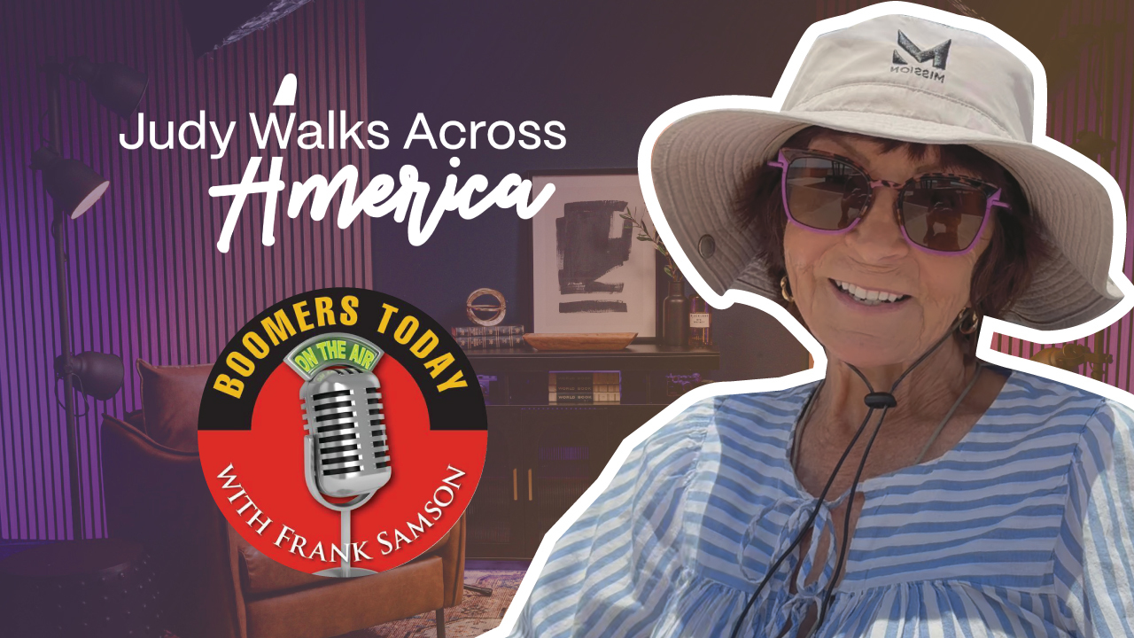 A group photo of Judy and her supporters at the start of her walk across America.