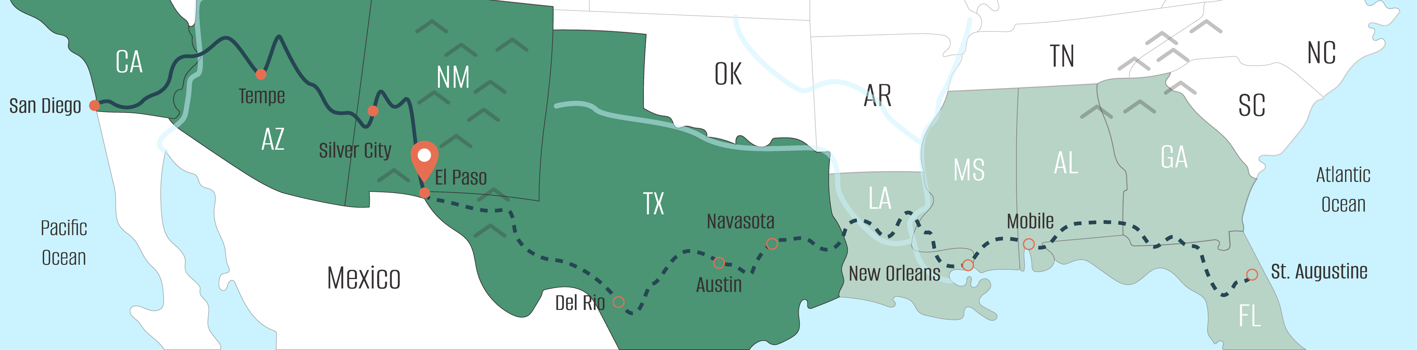 A map of Judy's progress as she walks across America.