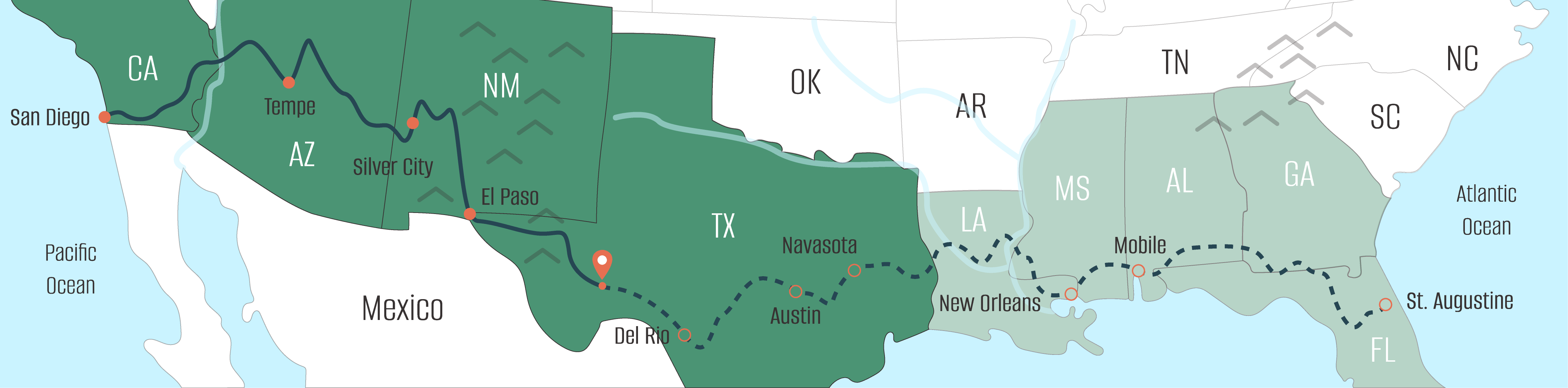 A map of Judy's progress as she walks across America.