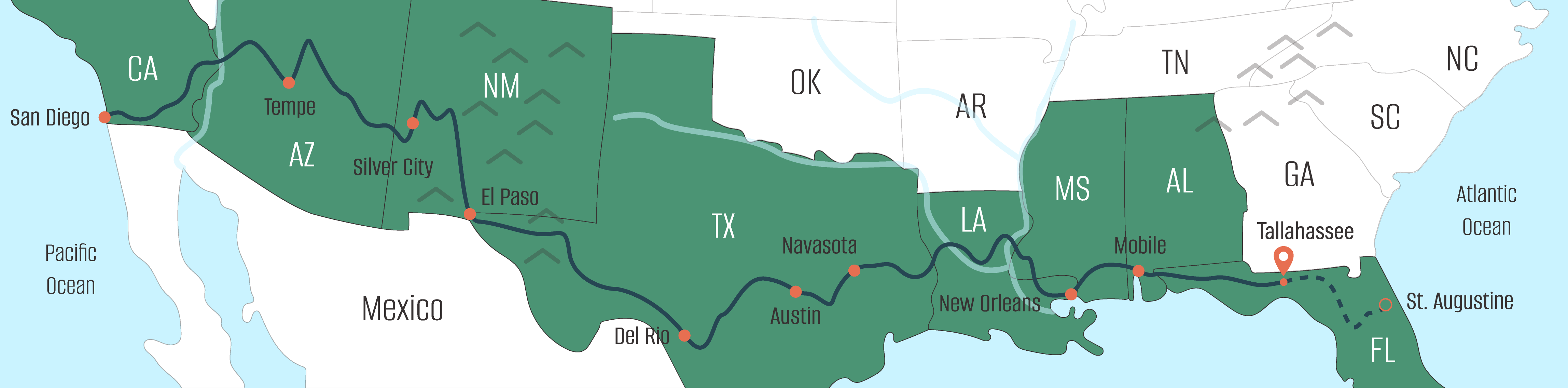 A map of Judy's progress as she walks across America.