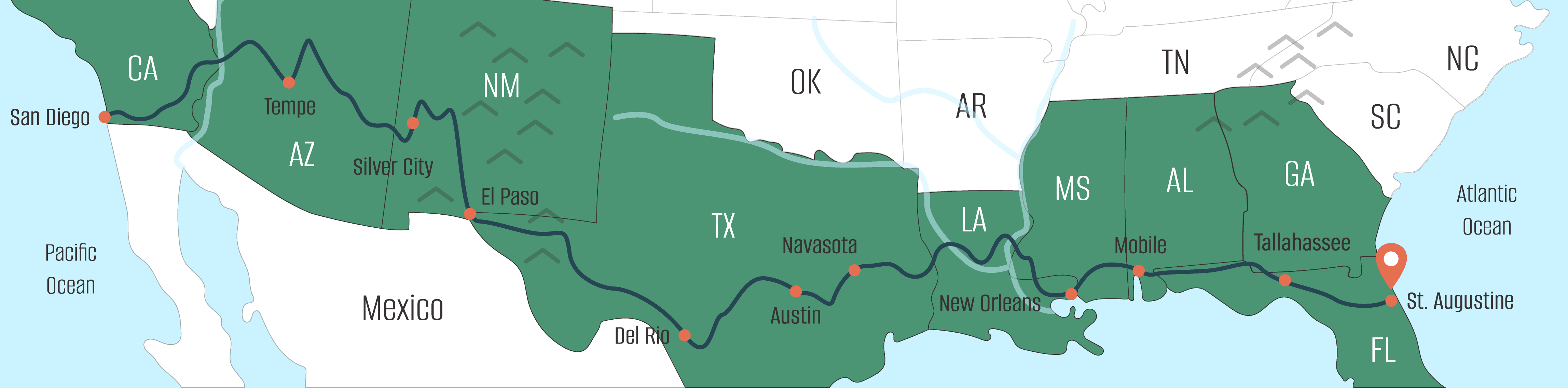A map of Judy's progress as she walks across America.
